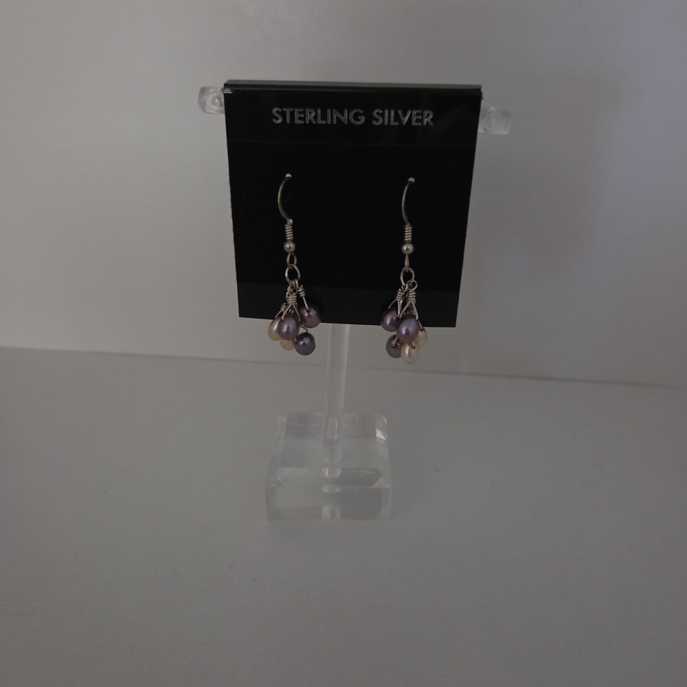 Sterling Silver Mauve and Champagne Drop Earrings